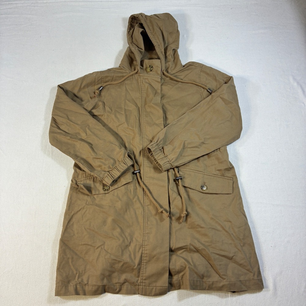 J. Jill Hooded Anorak Utility Jacket Women's‎ Small Petite Khaki Brown S P